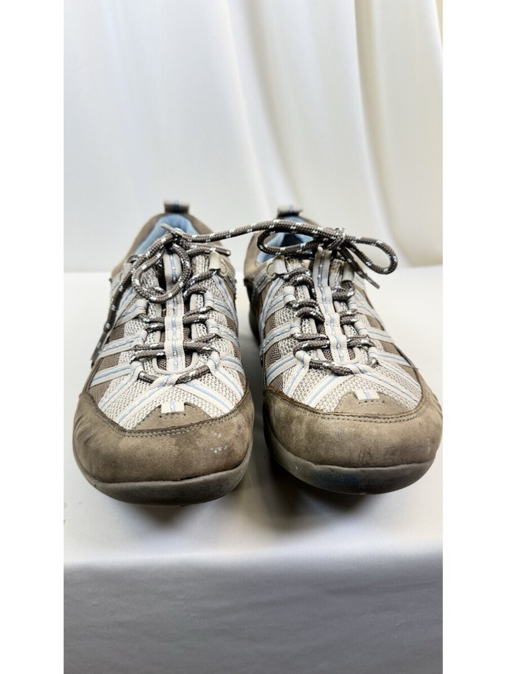 Clarks Wave Tennis Shoes Womens Wave Sneakers Tan Blue Sz 8.5 EUC